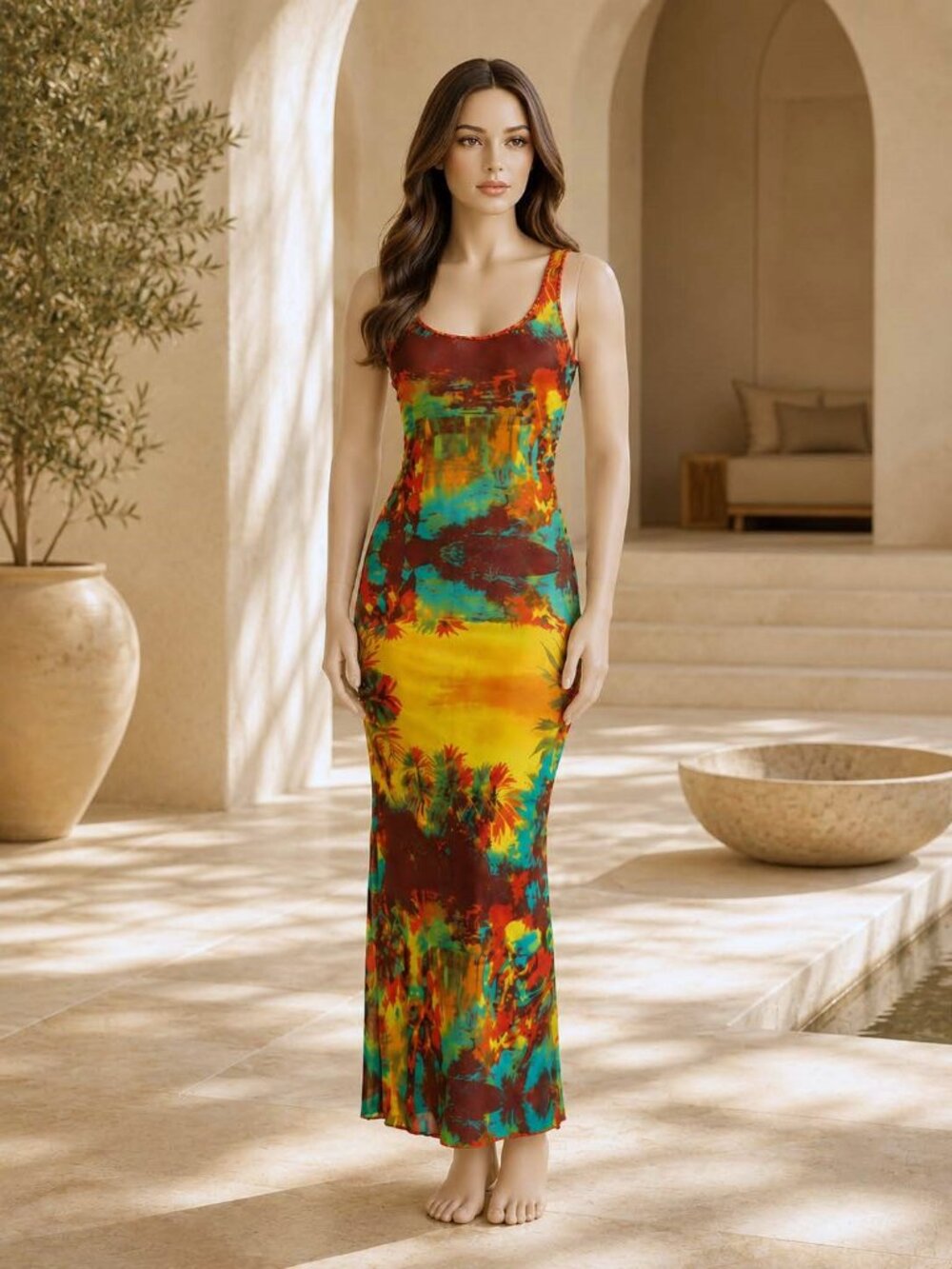 Vintage Jean Paul Gaultier-Gauguin Printed Mesh Dress-Iconic; Unworn Condition - Picture 3 of 13